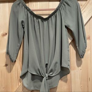 Off the shoulder green top